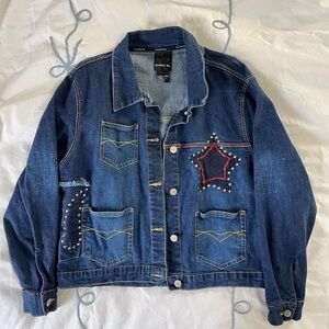 Embellished Denim Jacket with Star Design